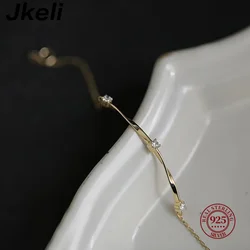 Jkeli 925 Sterling Silver Plating 18k Gold Fine Chain Bracelet Women Light Luxury Temperament Student Jewelry Accessories Gift