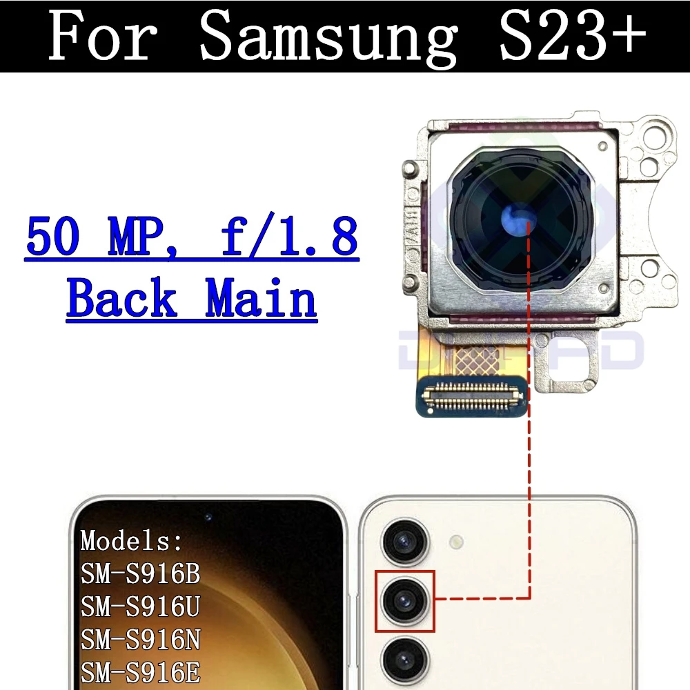 Back Camera Cover Lens For Samsung Galaxy S23+ SM-G916B Telephoto + Wide + Main Front Rear Camera Module Flex Parts