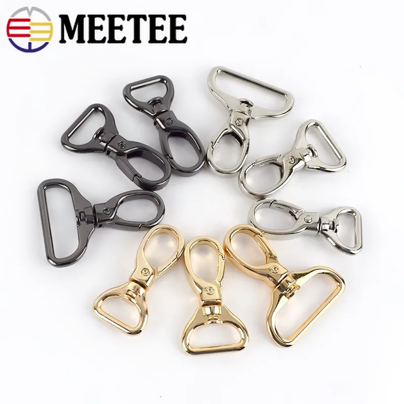 Meetee 10/20pcs 15/20/26/32mm 수화물 하드웨어 액세서리 금속 스냅 버클 백 스트랩 스위블 걸쇠 랍스터 후크 DIY 키 체인 클립