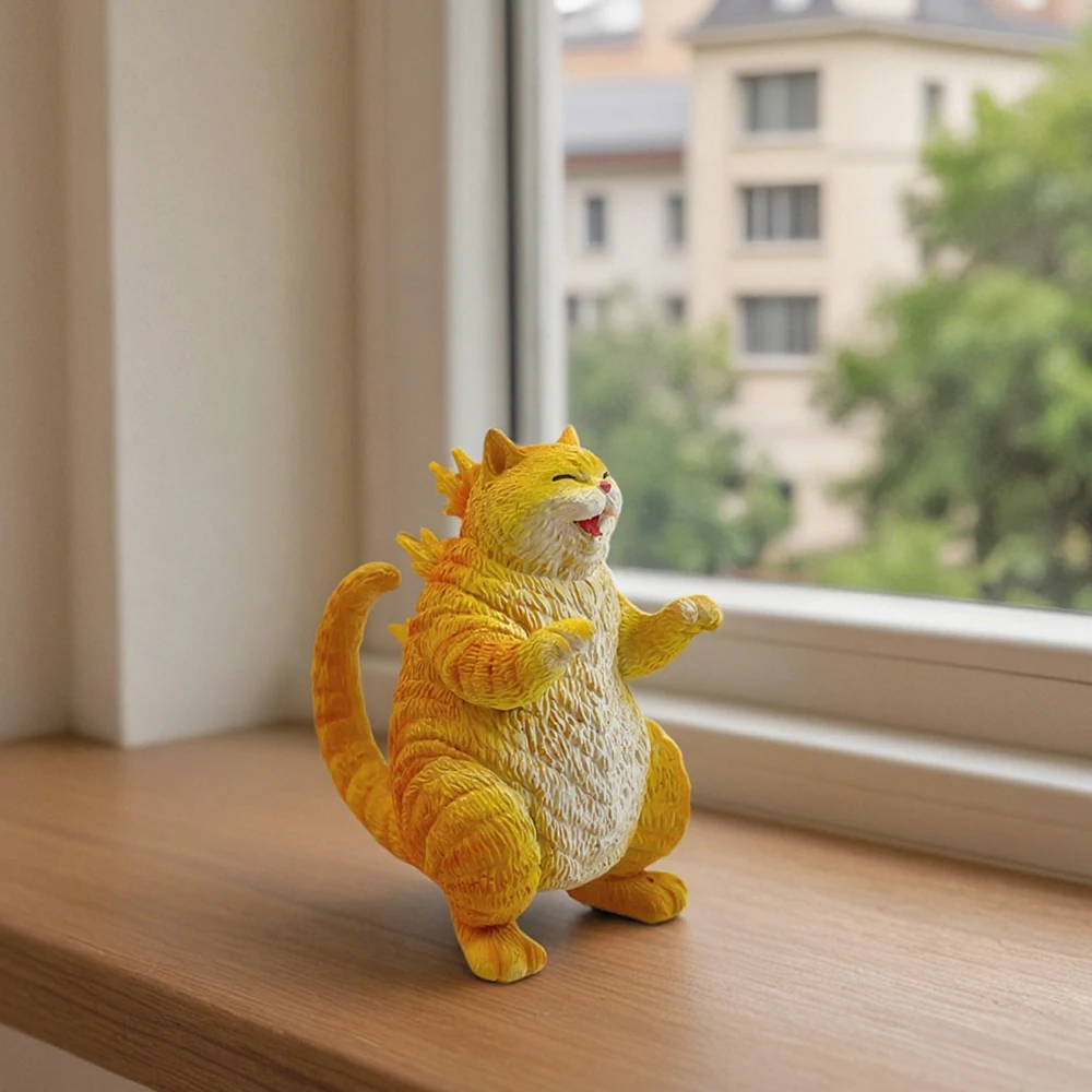 Monster Cat Figurine, Unique Handmade Resin Monster Statue, Funny Cat Sculpture Decor for Home Office Desk, Collection for Monst