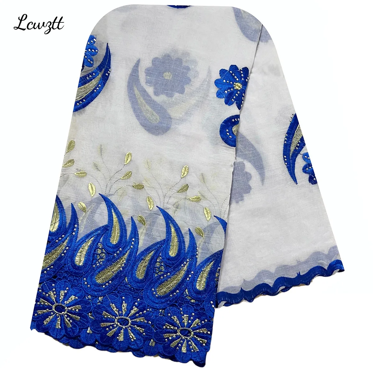 

Hot Sale African Women Scarfs Big Circle Design Big Embrodiery 100% Cotton With Grenadine Big Scarf for Shawls Pashmina Sc-19