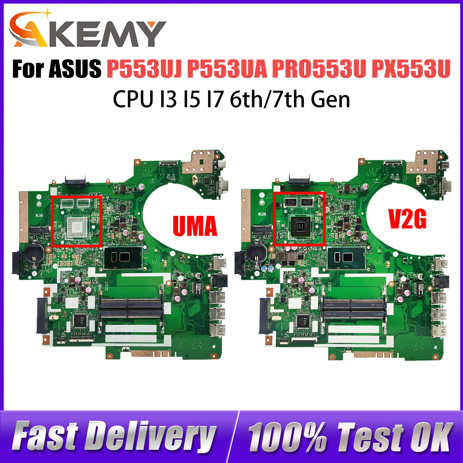 P553UJ For ASUS P553UA PRO553U PX553U P2540UQ P2540U P2540UV P2540UB P2540UA Laptop Motherboard CPU I3 I5 I7 6th/7th Gen