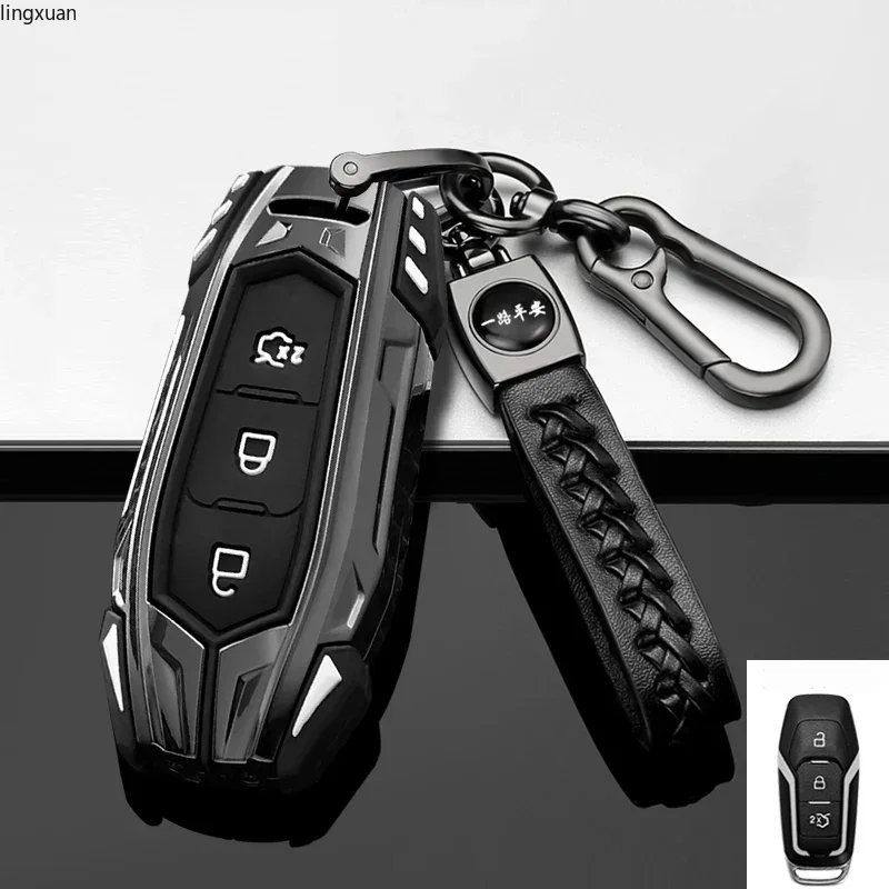 

For Ford Focus 4 ST Mondeo 5 MK5 Mustang F-150 Explorer Edge Fiesta Kuga MK3 4 Leather Zinc Car Key Case Cover Shell Accessories