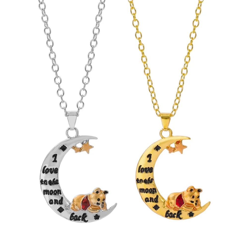 

Новый милый кулон Винни-Пух, ожерелье, ювелирные изделия из сплава с подвеской в виде звезды и луны, европейский и американский стиль