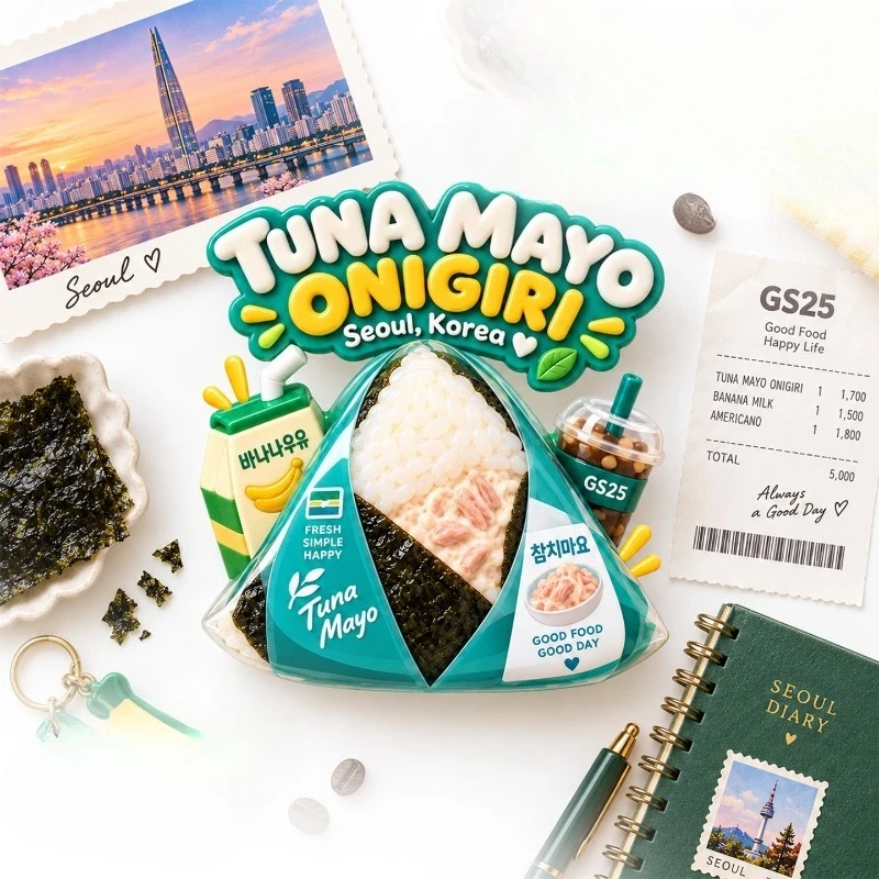Seoul Tuna Mayo Rice Ball Fridge Magnet - Cute 3D Korean Souvenir Unique Foodie Gift for Travel & Kitchen Decor