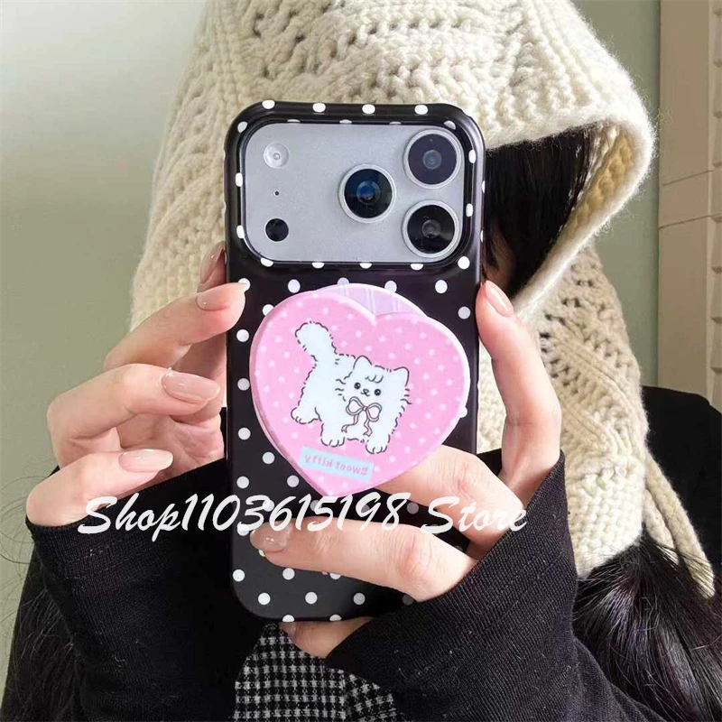 

Cute Cat Bow Love Heart Magnetic Holder Phone Griptok Grip Tok Phone Stand Support For iPhone For Magsafe Accessories Smart Tok