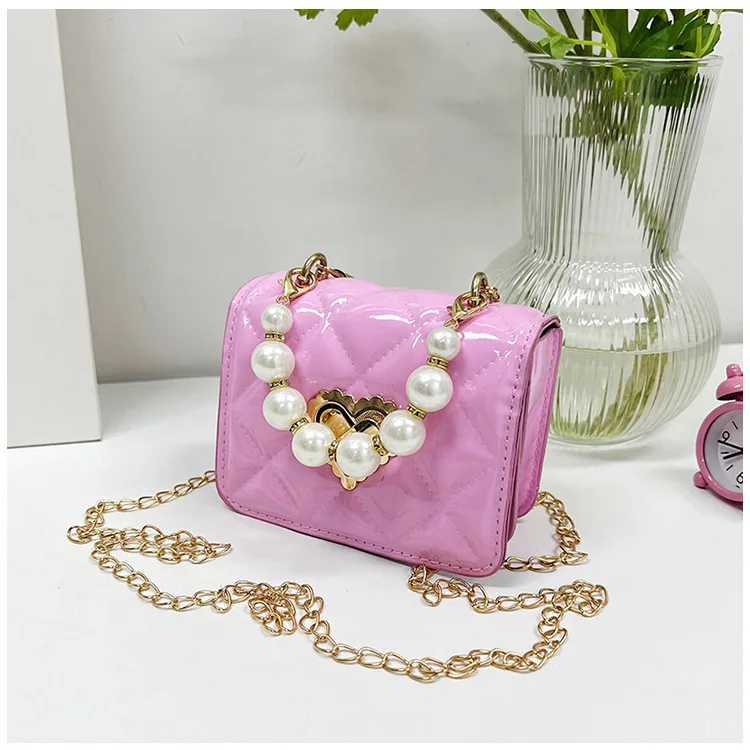 Bolso de mano para mujer con mango de perla de imitación, corazón de amor dorado, cadena de Metal desmontable, Mini bolso de hombro elegante para chica, cartera bonita