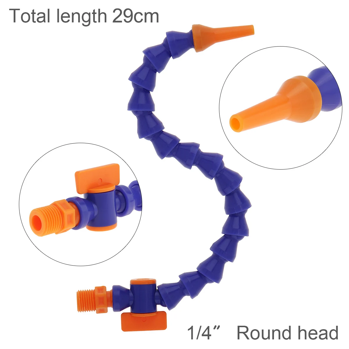 1/4 Inch 290mm Round Nozzle Plastic Flexible Water Oil Cooling Tube with Switch for CNC Machine / Milling /  Lathes