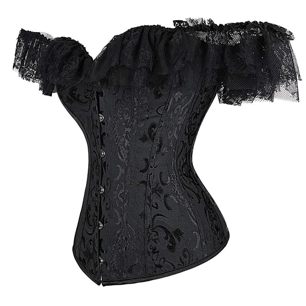 Corset Victorien à Manches Courtes pour Femme, Tenue de Princesse, avec Garniture en Dentelle, Grande Taille