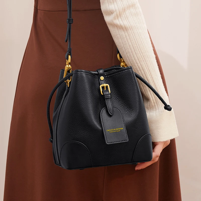 Novo saco de balde feminino sacos crossbody de couro genuíno para mulheres saco de ombro de luxo saco de designer de marca de senhoras