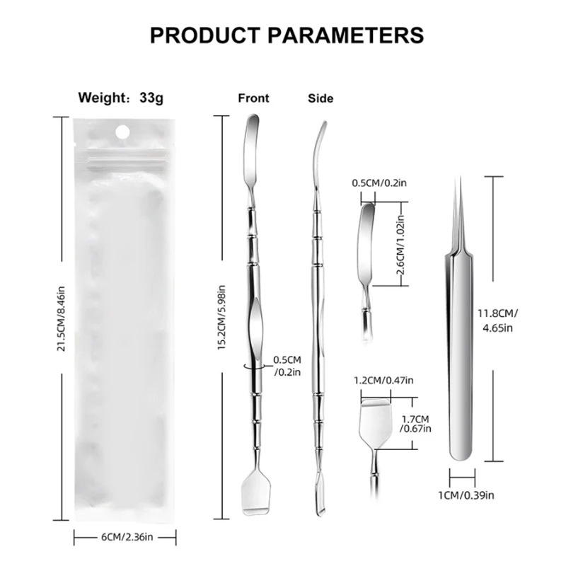 Two-Sided Blackhead Remover Espátula, nariz e rosto Blemish Pore Cleaner, Clip Pinças, Beleza e Saúde Salon Ferramenta