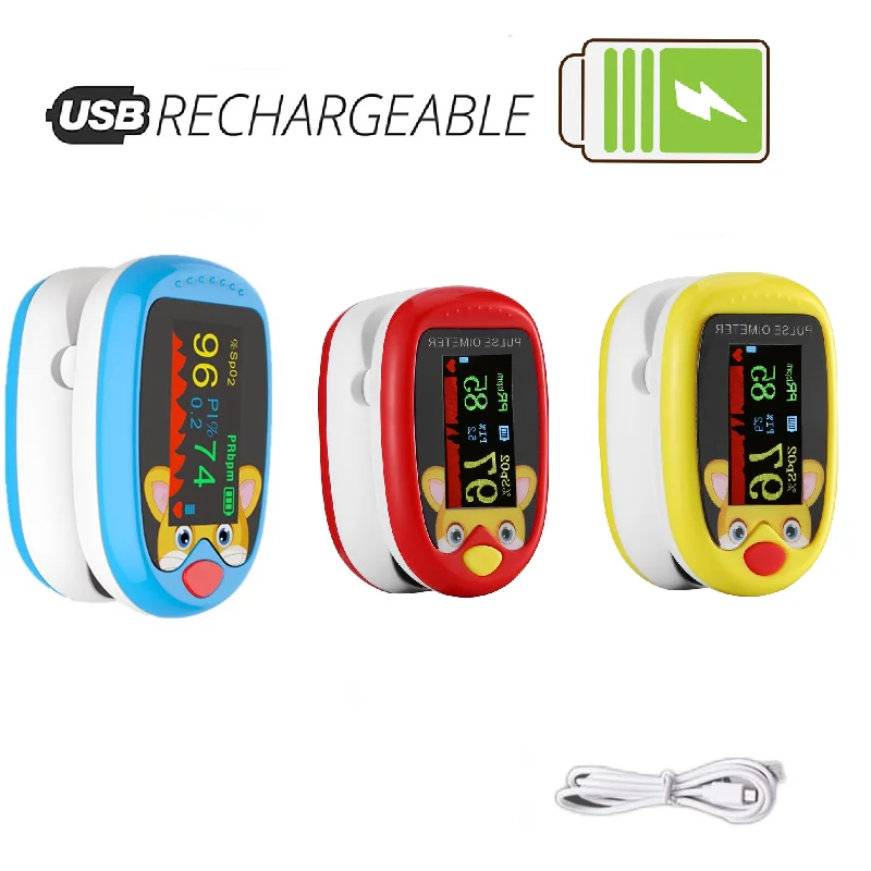 

Перезаряжаемый медицинский пульсоксиметр на палец для детей, измеритель кислорода в крови, монитор сердечного ритма и бесконтактный инфракрасный термометр