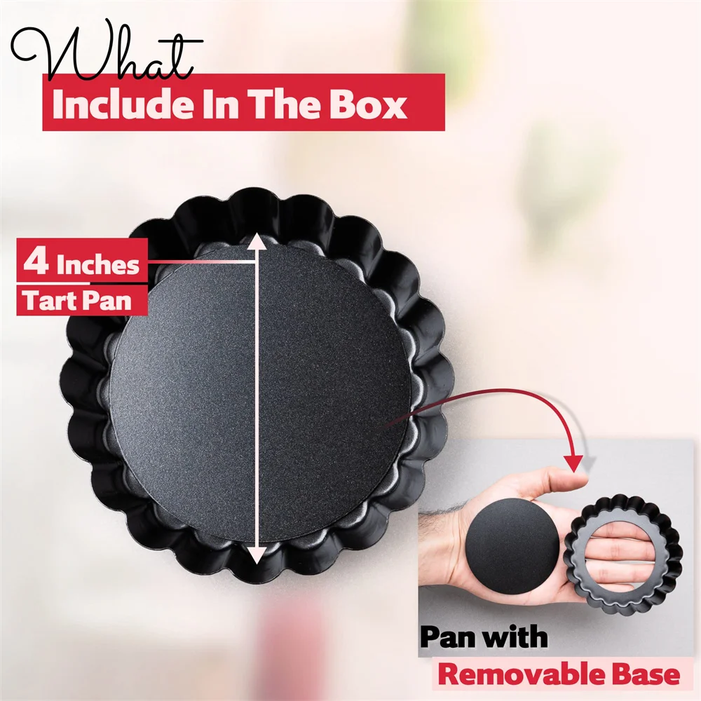 8/10/12cm Mini Tart Pans Egg Tart Molds Removable Bottom Non Stick Small Fluted Cupcake Tins Tarts Quiche Pan For Pies Mousse