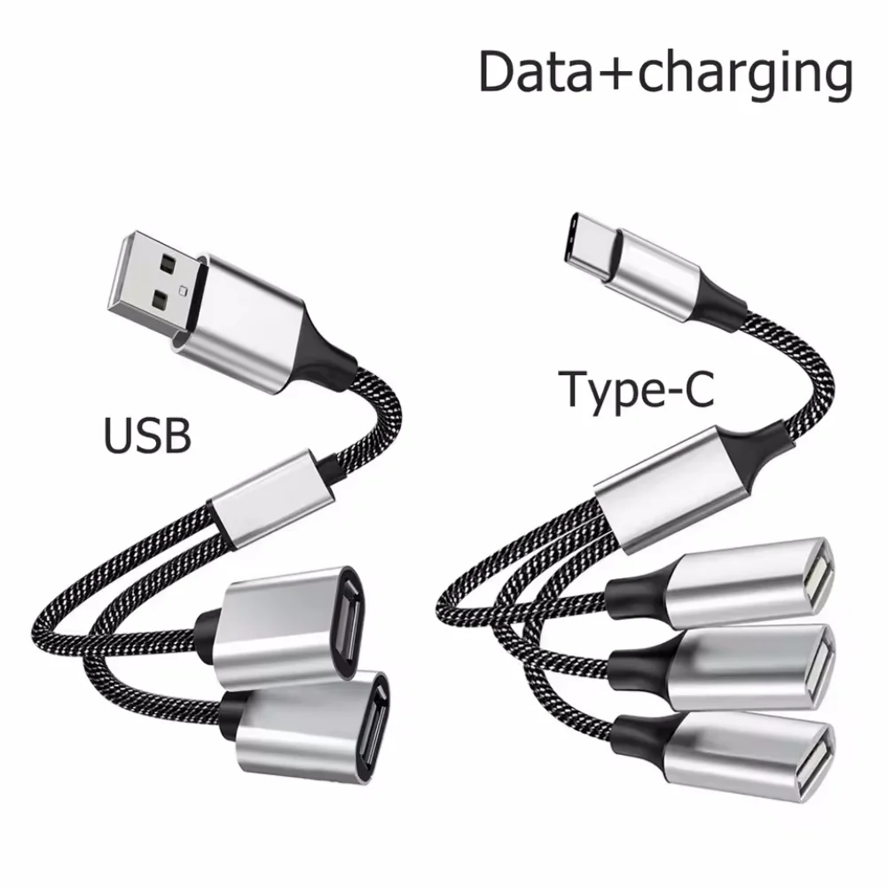 USB Hub Extensions Type C Male to USB Female Cable Splitter OTG High Speed Transfer Adapter Portable Converter For PC Laptops
