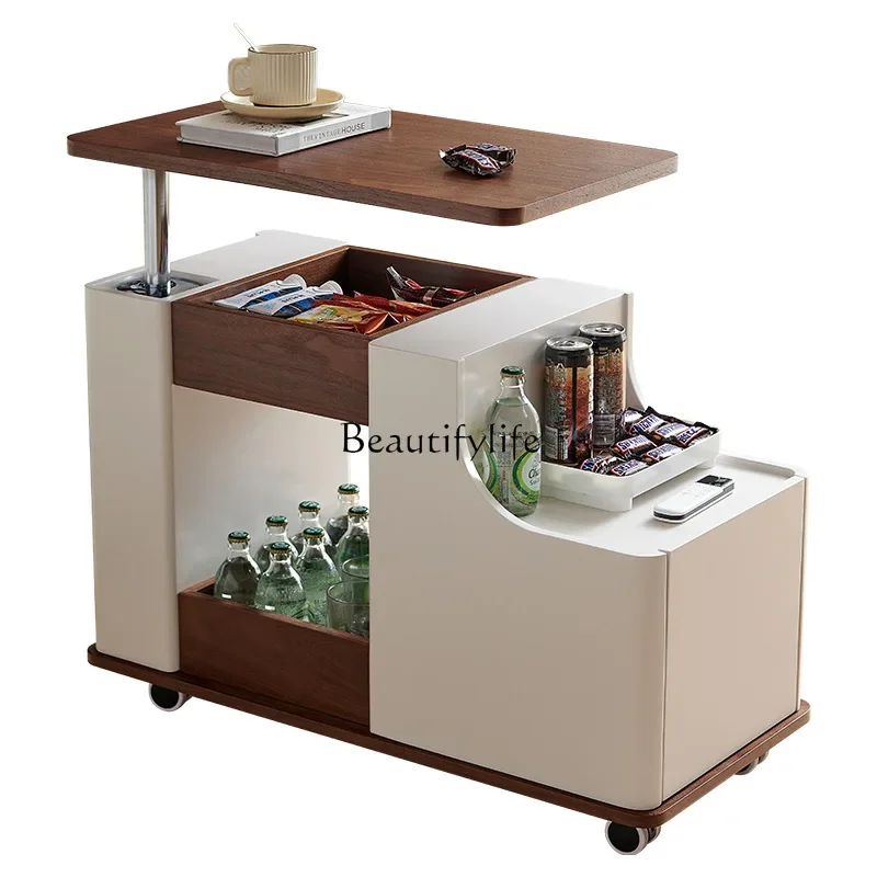 

Modern simple movable small apartment retro style living room home cart lifting coffee table