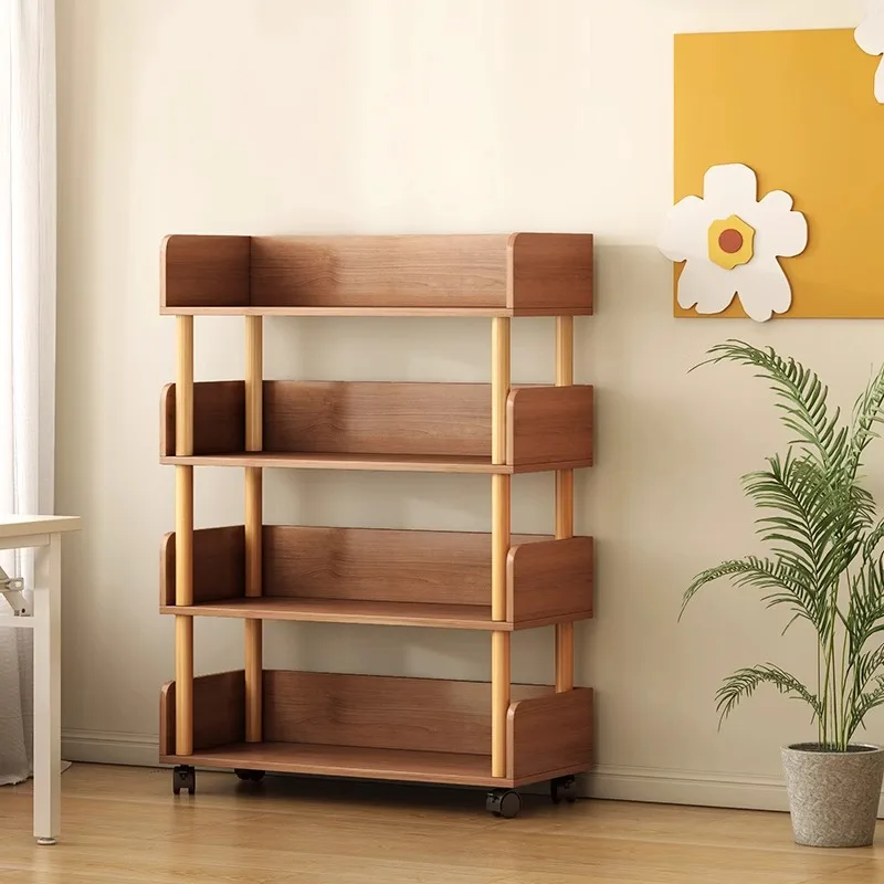 

Portable Bookshelf with Wheeled Storage Rack for Household, Floor to Ceiling, Simple Storage Rack