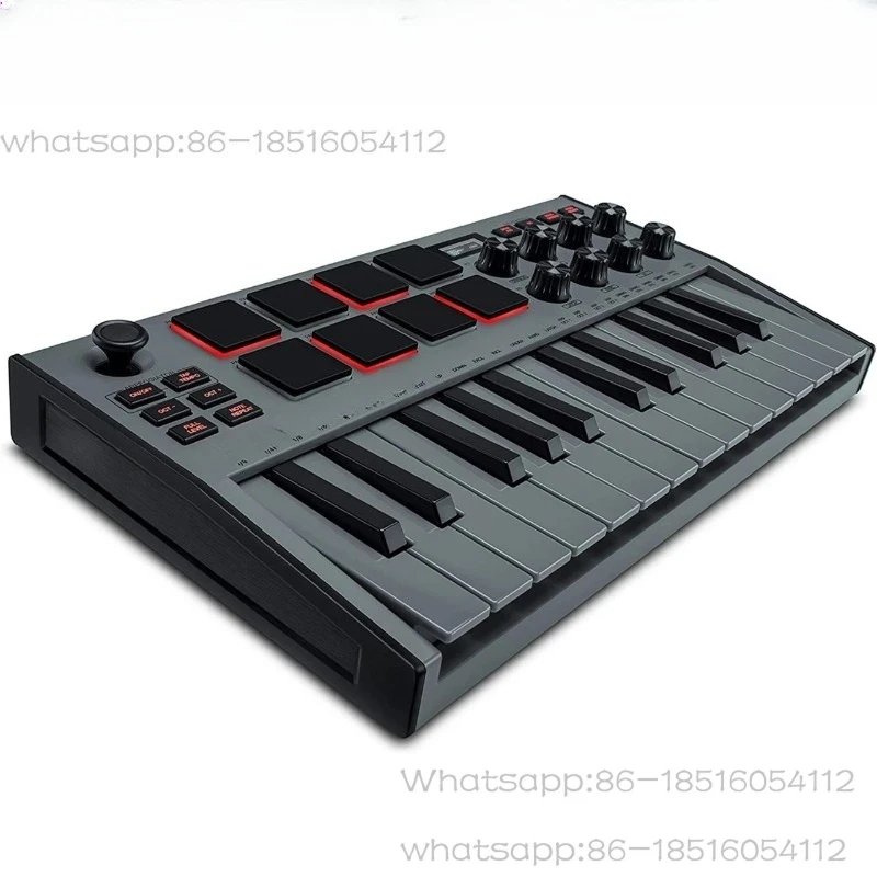 Professional MPK Mini MK3 - 25 Key USB MIDI Keyboard Controller With 8 Backlit Drum Pads, 8 Knobs (Grey)