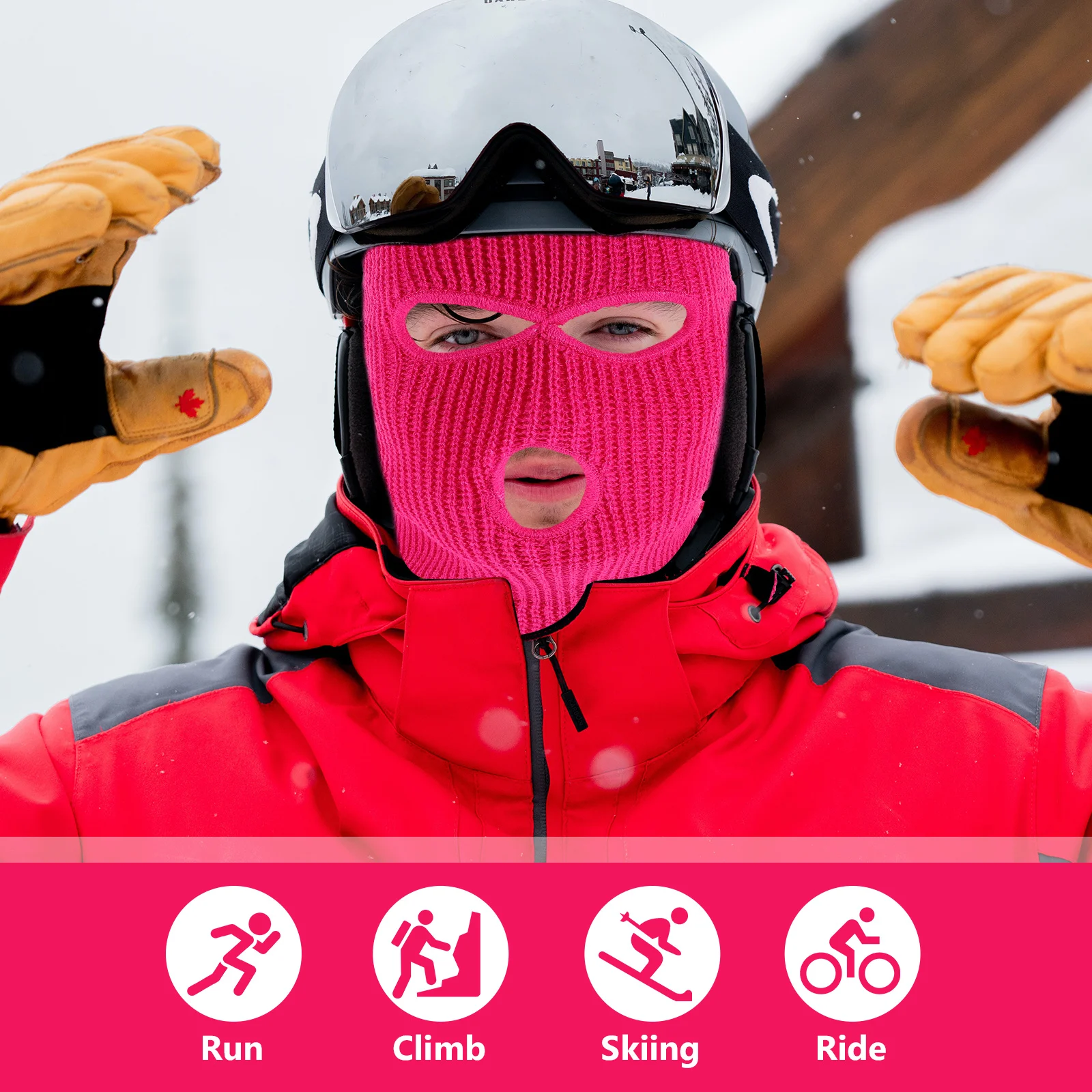 

Warm Full Face Ski Mask Knitted 3 Hole Cover for Winter Outdoor Sports Skiing Cycling Headwear for Men Women Ski Mask