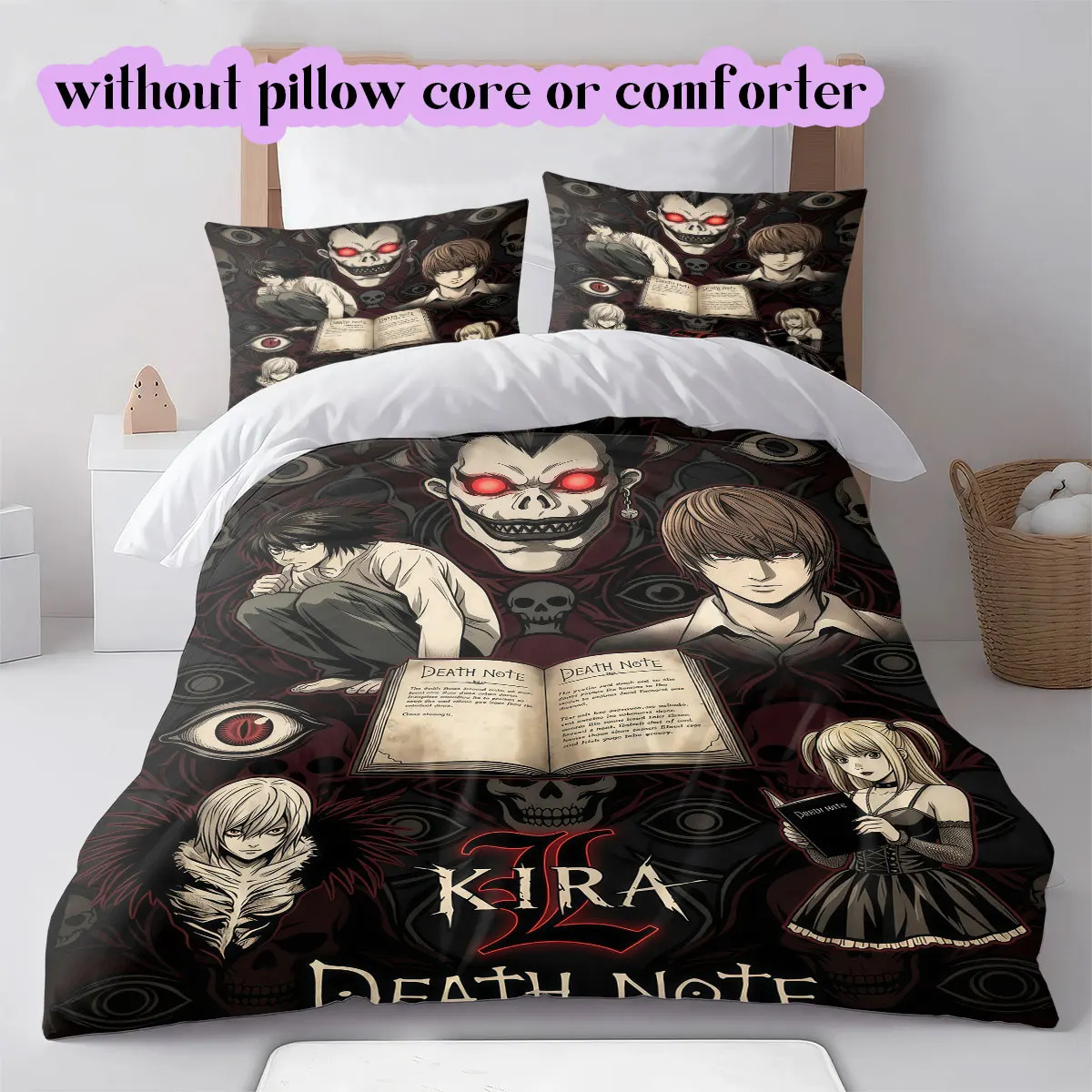 Death Note Cool Anime Duvet Cover Bedding Set Cartoon Printed Quilt Cover With Pillowcases Bedroom Decor Collection Style_LIAN