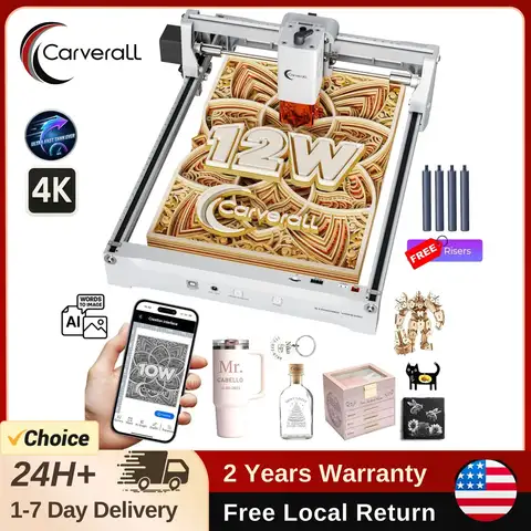Carverall K15Pro 7W 12W CNC Laser Engraver Machine, Laser Cutter and Engraver for Wood Acrylic, Support Lightburn APP 300x200mm