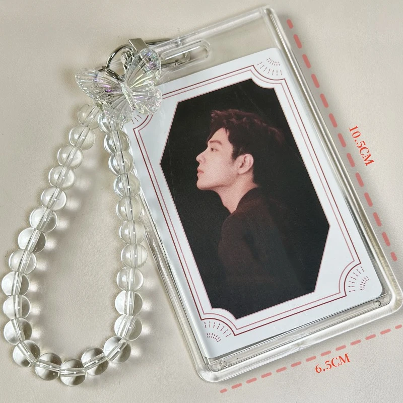 Transparent Card Holder for Woman Beautiful Transparent Butterfly Work Card Holder Student DIY Photo Card Holder