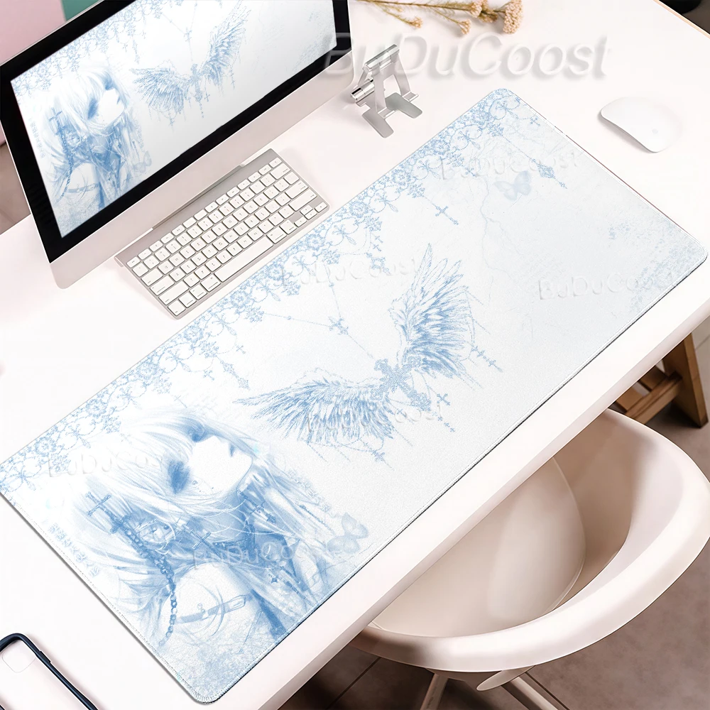 Aesthetics Anime Girls Gothic Mouse Pad Rubber Lock Edge Gamer Computer Mat Office Decort Deskmat E-Sports Laptop Extended Pads