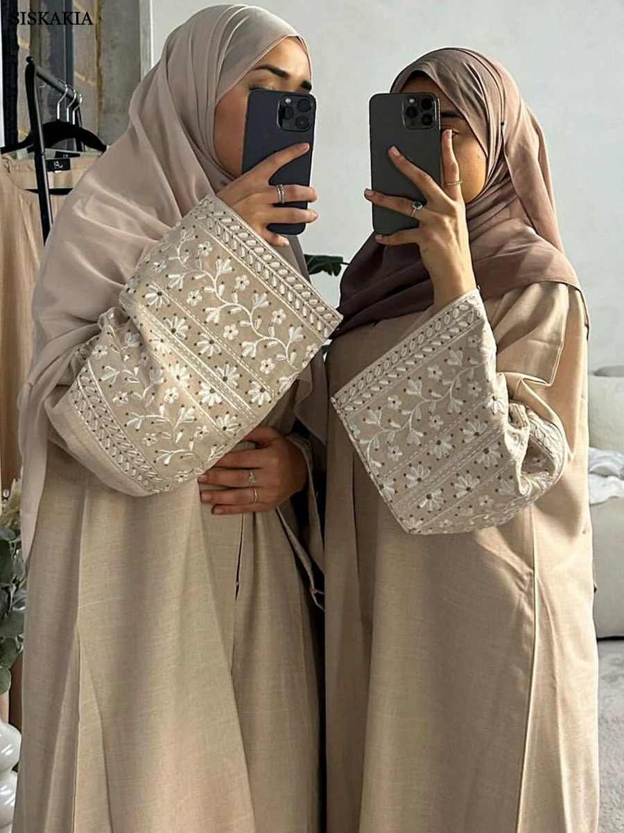 Abaya Open Embroidered For Women Nnited Kimono Elegant Cardigan Dress Islamic Muslim Clothes Dubai 2024 Fashion