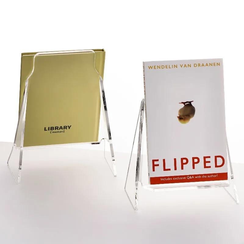 Acrylic A4 Brochure Display Stand Desktop Magazine Holder Movable Book Literature Rack Business Pamphlet Showcase for Office