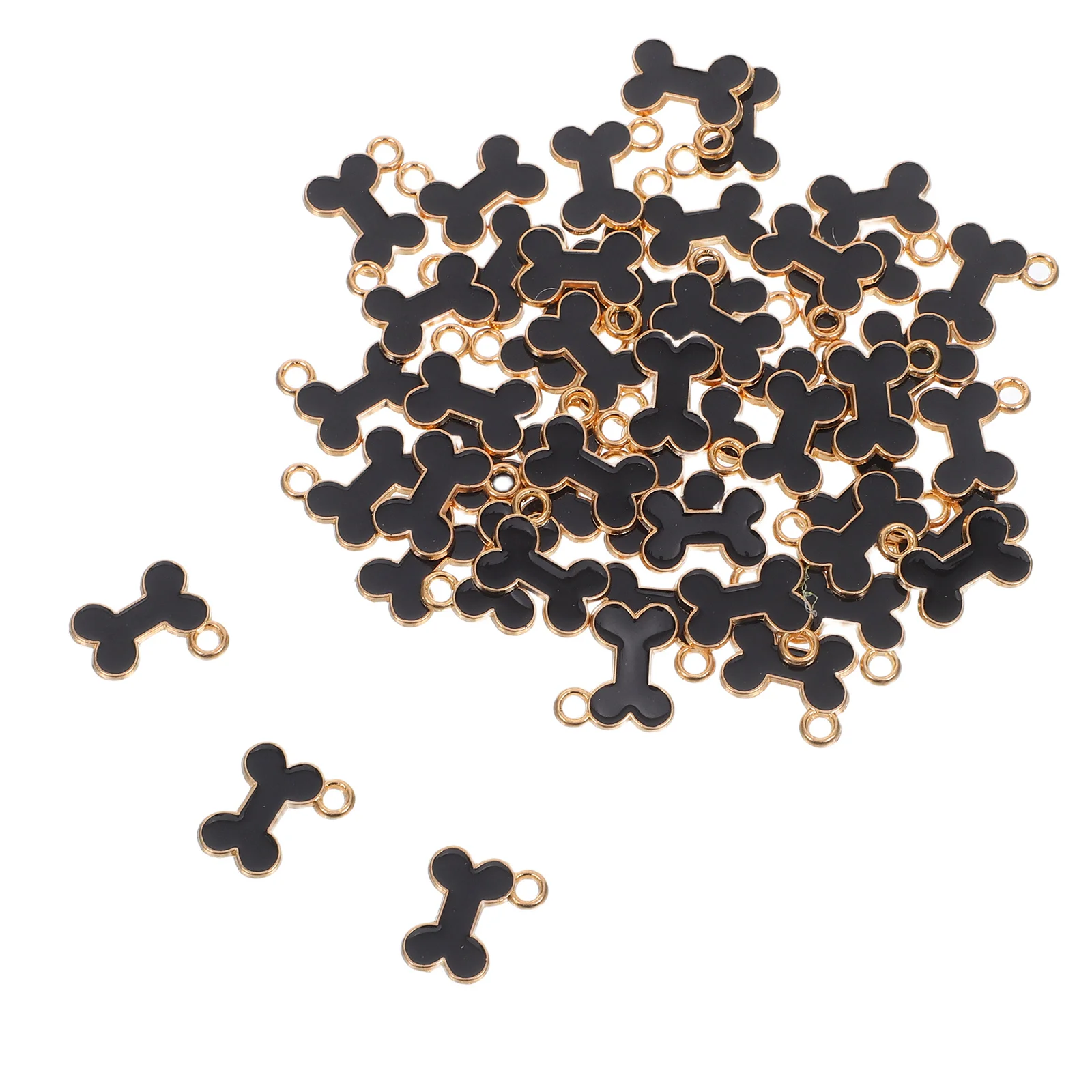 

50Pcs Dog Bone Alloy Pendant Lightweight Enamel Pet Charms for DIY Dog Necklace Bracelet Keychain Decoration Bone Ornaments