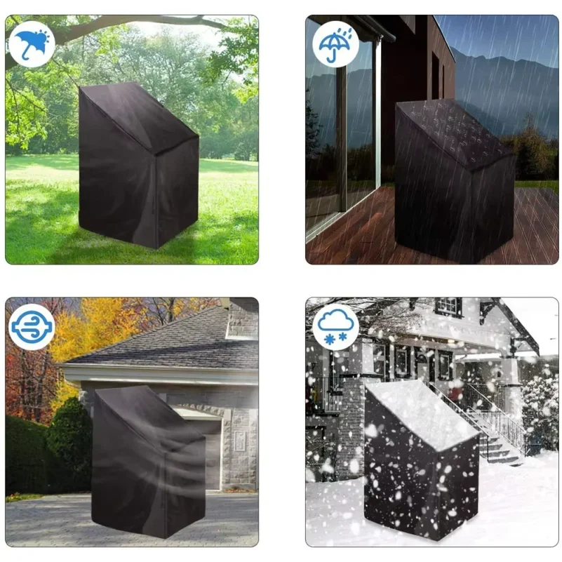 Outdoor Garden Terrace Stackable Chair Dust Cover Storage Bag Furniture Protection Cover Furniture Waterproof Black