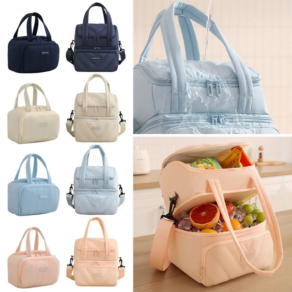 Portable Reusable Lunch Bag Insulated Large Capacity Lunch Box Bag Double Layered Insulation Bag Office Workers