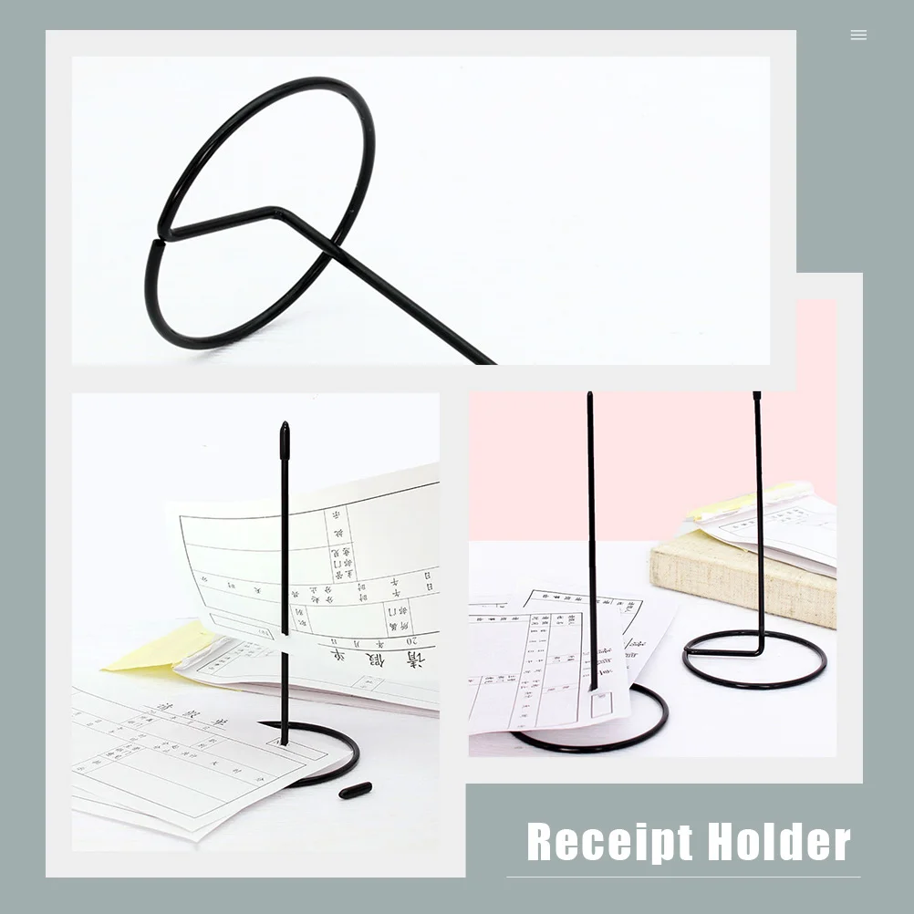 2 Pcs Bill Insert Holder Organizer Stainless Steel Receipt Desktop Stand Folder Stabber Ticket Office