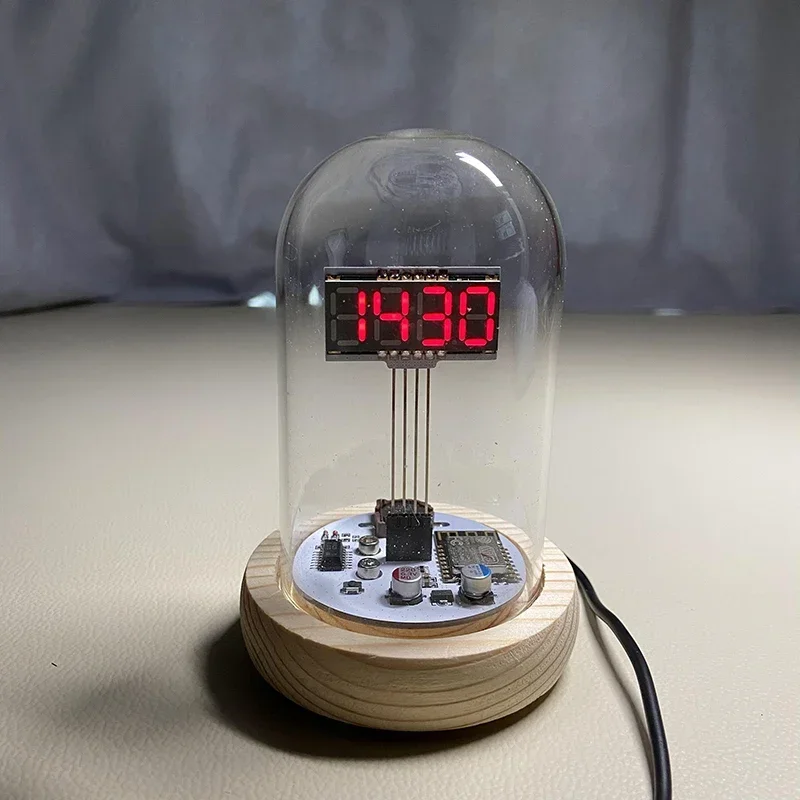 Reloj LED Retro moderno, luz nocturna Digital, USB de escritorio, tecnología de reloj creativo, cubierta de vidrio decorativa hecha a mano, novedad