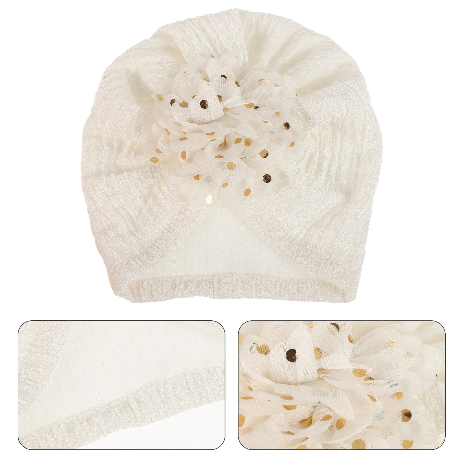 

Infant Jacquard Baby Turban Hat Flower Decoration Spring Autumn Newborn Beanie Hat Baby Girl Warm Elastic Cap Newborn Bonnet