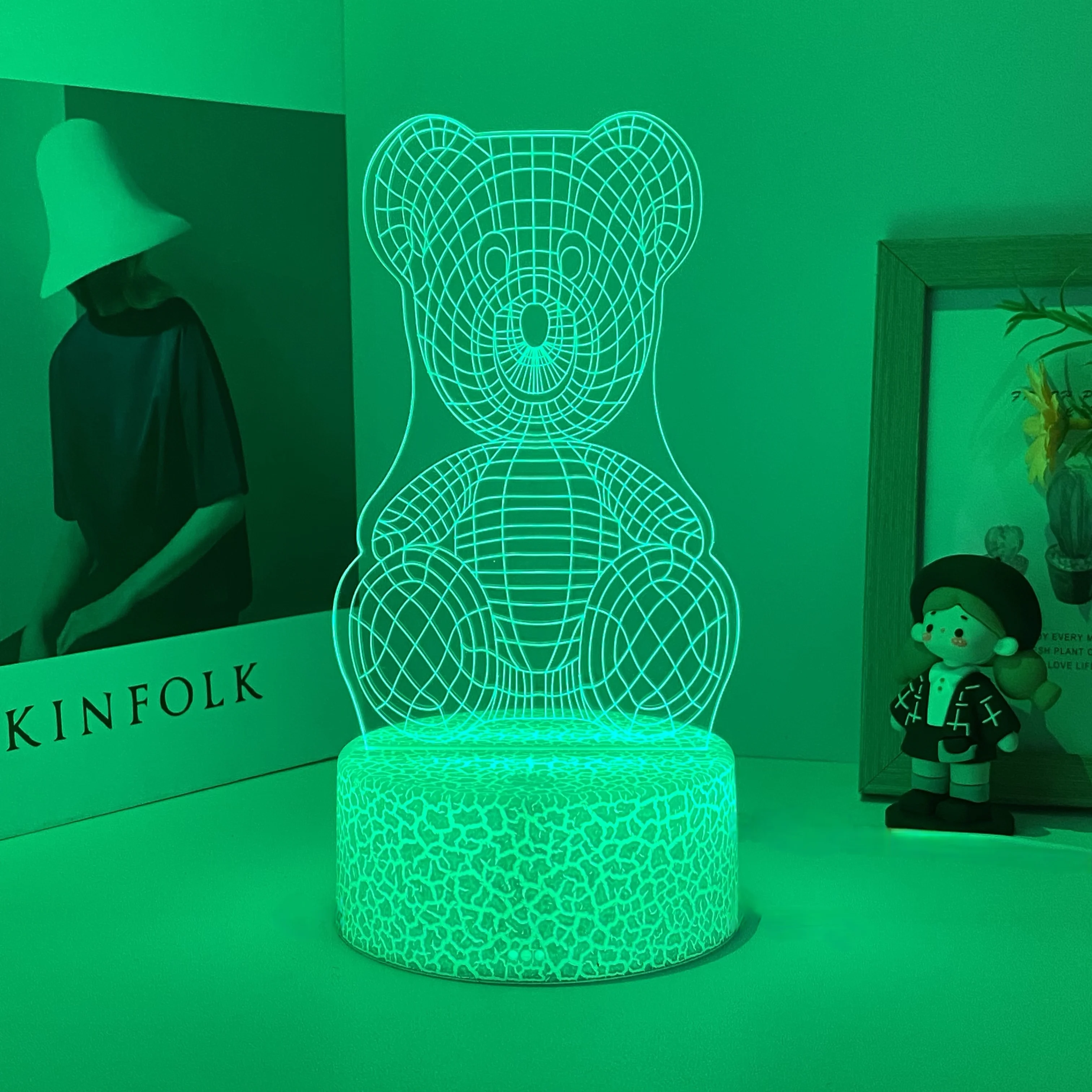 3D Bear Shape Nightlight for Study Bedroom, USB Atmosfera Light, Table Light, Holiday Gift to Friends, 1pc