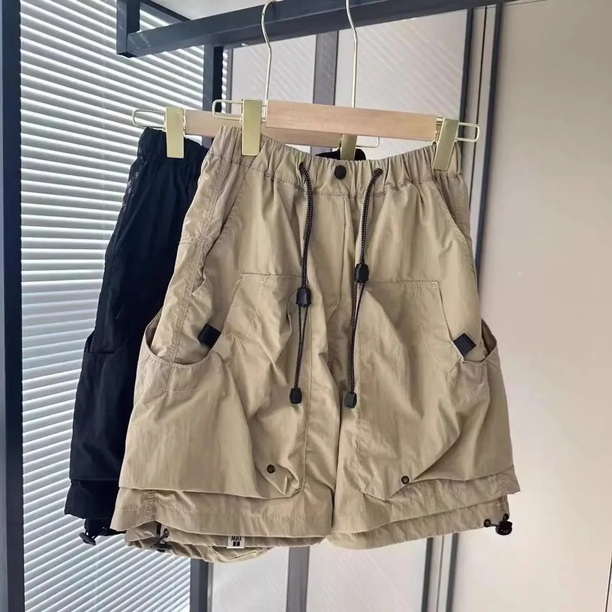 Y2k Techwear Shorts for Women, Men Summer Cargo Shorts, Oversize Loose Workwaer Five Part Pants, Sports Shorts, Pocket Beachwear