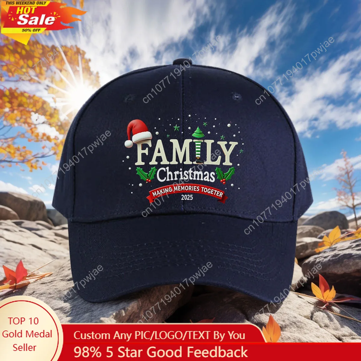 

2025 New Family Christmas Baseball Cap - Adjustable, Lightweight Polyester Visor with Festive Holiday Design, Breathable for Hik