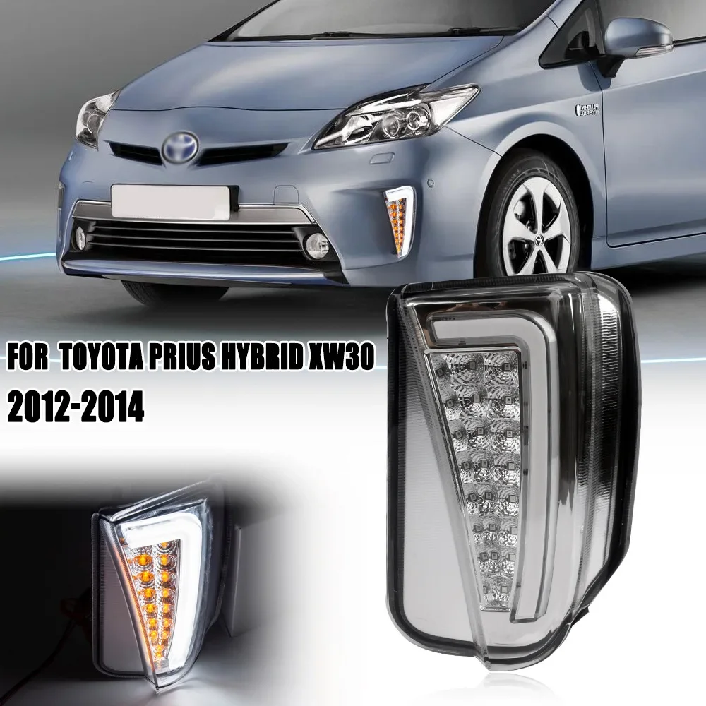 

1Set LED Front Bumper Fog Lamp DRL Daytime Running Lights Yellow Turn Signals light For Toyota Prius ZVW30 2012 2013 2014 2015