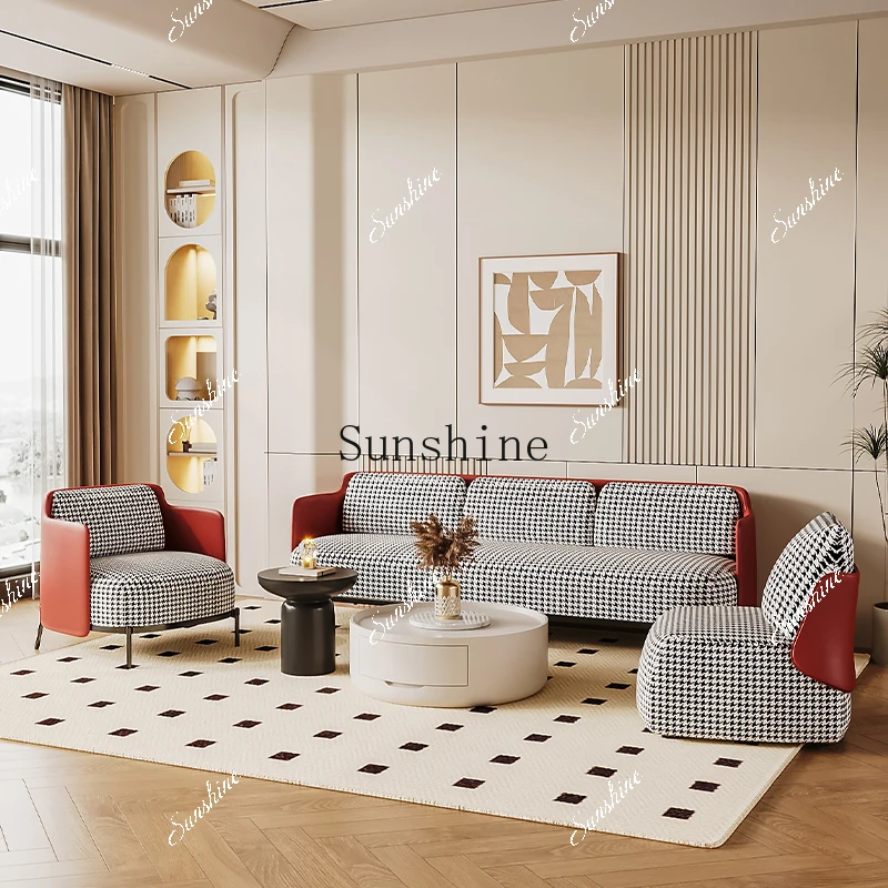 

uxury leather sofa living room small apartment meeting area beauty salon to negotiate leisure reception combination FT