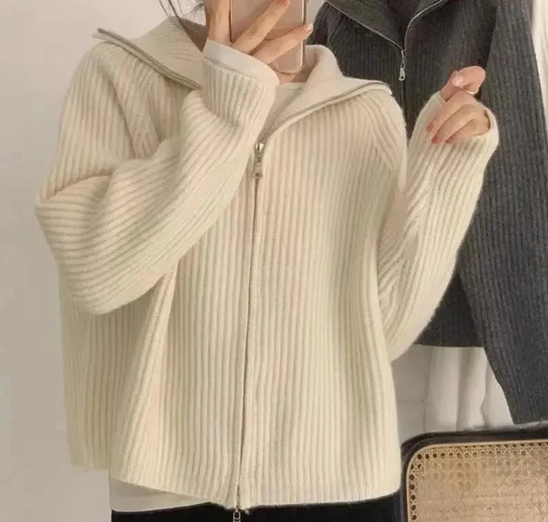 

Knitted Open Cardigan Loose Outerwear Short Autumn Winter Sweater Jacket Versatile Casual Trendy