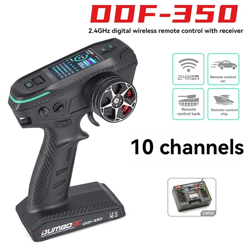 DUMBORC 2.4G 10CH Digital Radio Remote Controller DDF-350 trasmettitore con ricevitore per RC Car Boat Tank LCD FHSS System