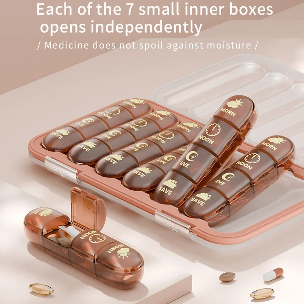 Weekly Pill Organizer,21/28 Day Pill Box,Big Compartment with Travel Case,7 Day Pill Dispenser 3/4 Times a Day,Vitamin,Fish Oil