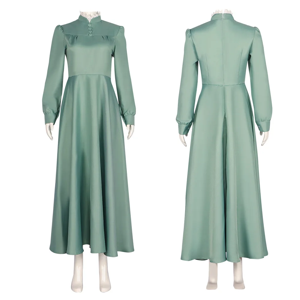 

Halloween Sophie Long Dress Cosplay Clothing Women Long Sleeved Green Dress Role Playing Costume Halloween Christmas Anime Cos