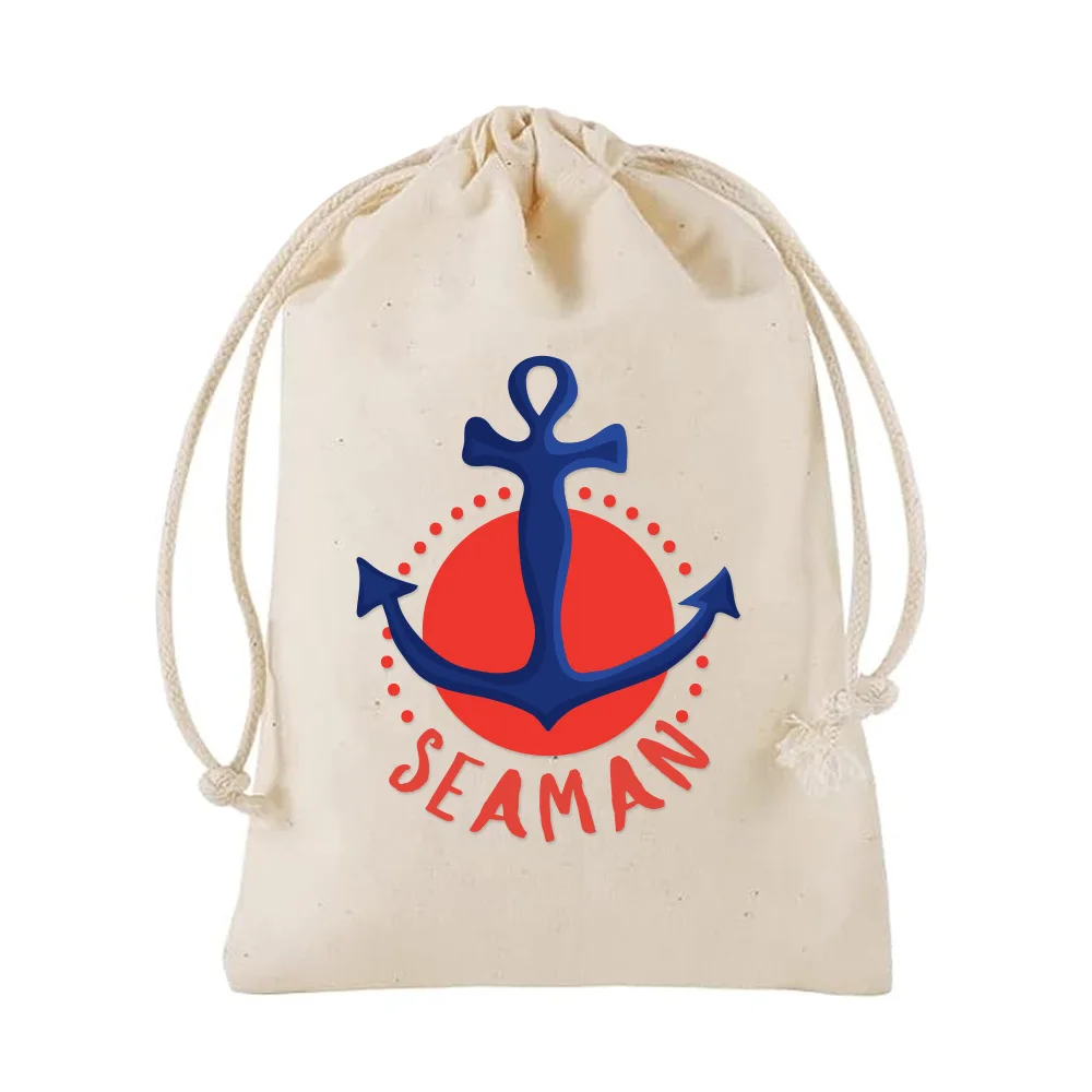 30 Pcs/lot 10*15, 13*18cm Nautical Anchor Drawstring Gift Bag Children's Birthday Party Supplies Wrapping Cotton Bags