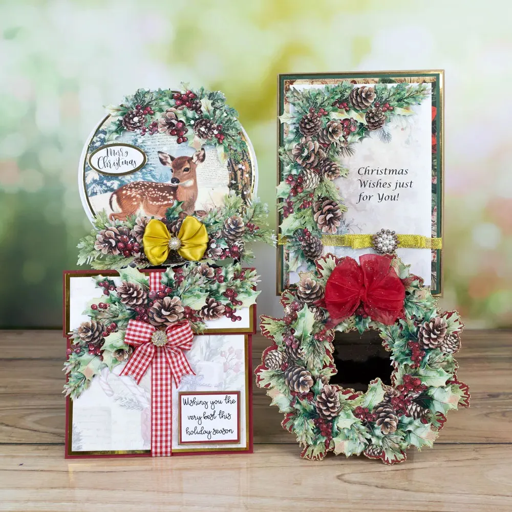 Costruisci un bouquet Pigna Fiore Mese Pigna Buon Natale Swag Metallo Fustellatura Timbro Scrapbook Stencil Foto Album fai da te