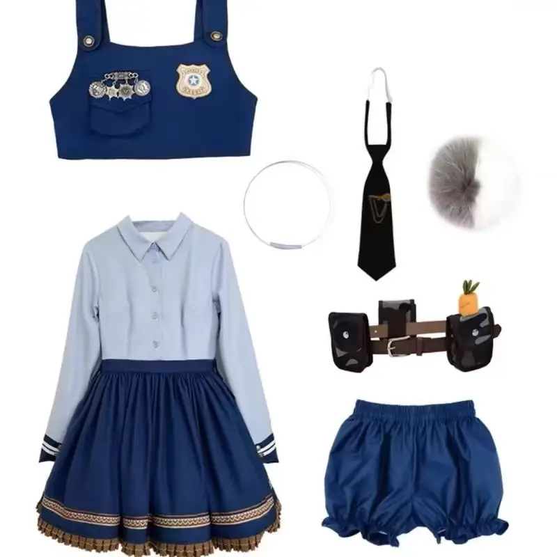 Królik Policjant Dorosły Cos Lolita Zestaw Sukienka Damska Halloween Cosplay Kamizelka Sukienka z długim rękawem i szorty Kostiumy damskie