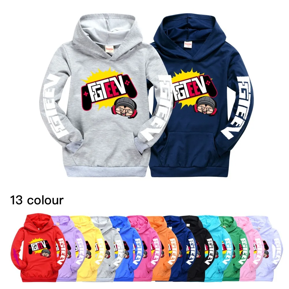 

New Teens Children Fgteev Hoodies Cute Cartoon Girls Boys Pocket Sweatshirts Long Sleeve Spring Toddler Kids Clothes 3-16Y