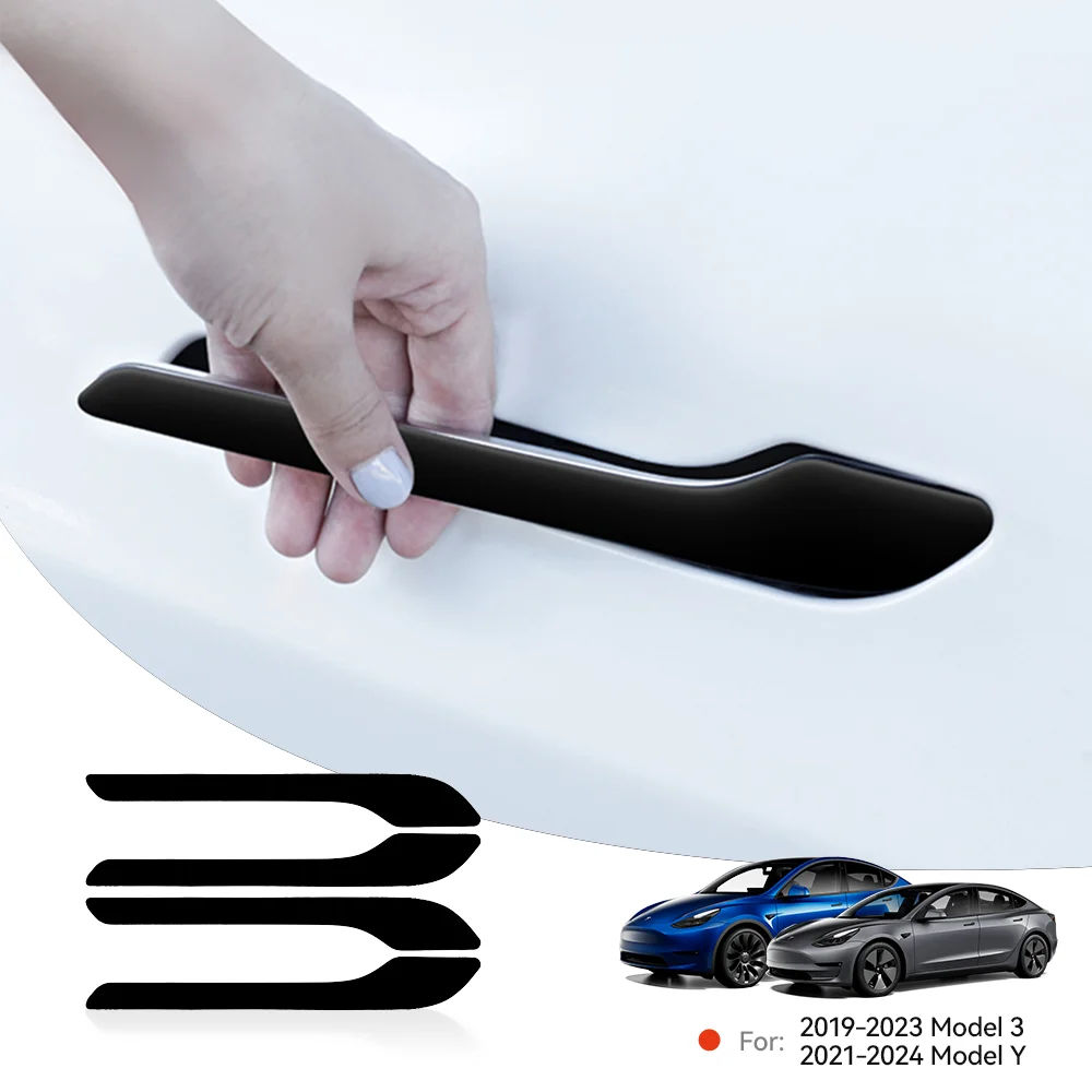 YZ for Tesla Model 3 Y Highland 2021-2026 Door Handle Patch, ABS Carbon Fiber Sticker, Anti-Scratch Strip, Door Ding Protection