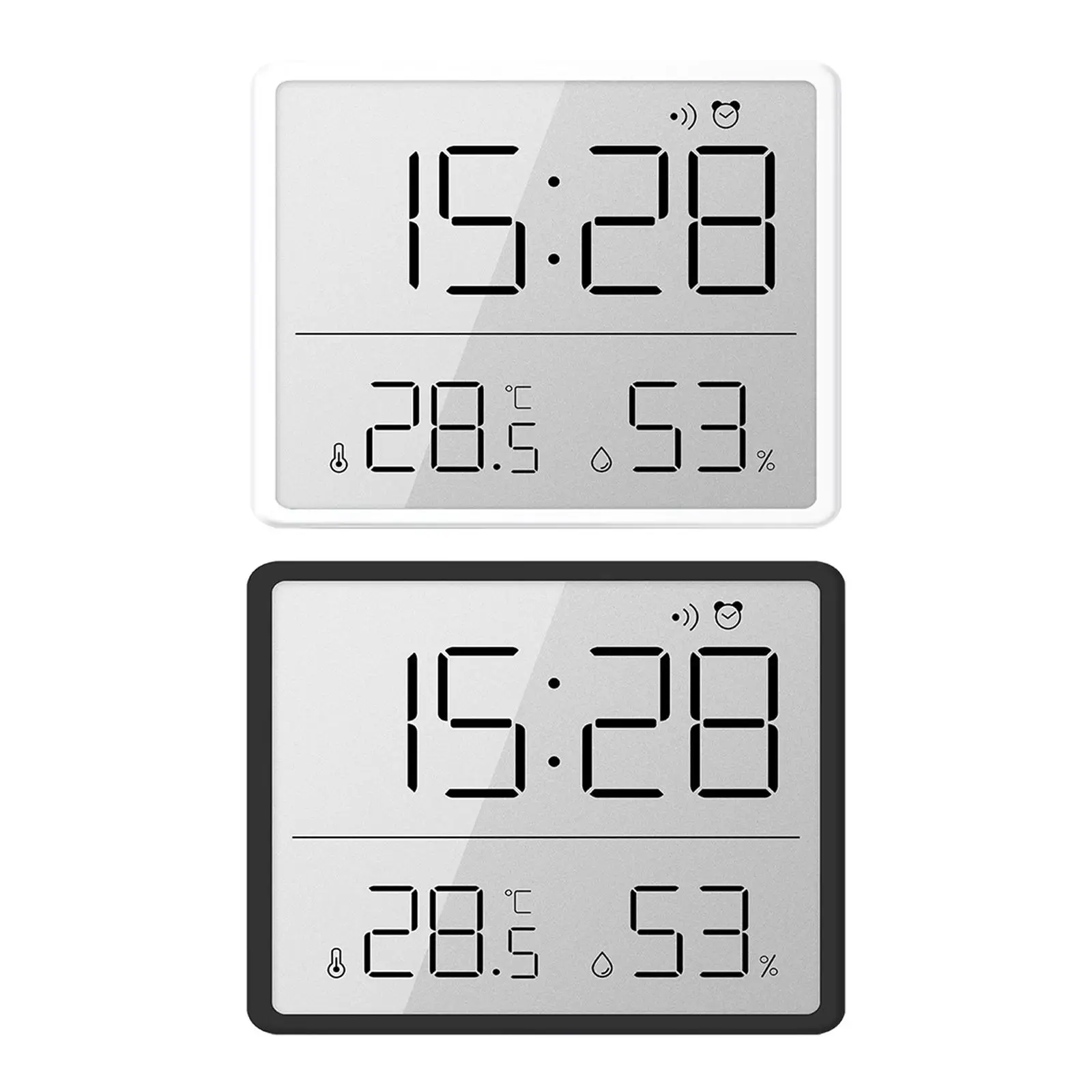 Room Thermometer 12/24H Snooze Digital Alarm Clock Humidity Meter Clocks for Office Living Room Bedroom Nursery