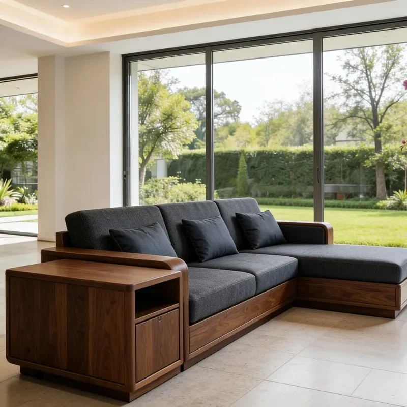 Relax New Chinese Style Solid Wood Living Room Sofas Couch Minimalist Corner Design Sofa Living Room High-end Classic Furniture